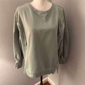 Trendy Queen Green Oversized Crewneck Sweatshirt. Sage Green. Size S